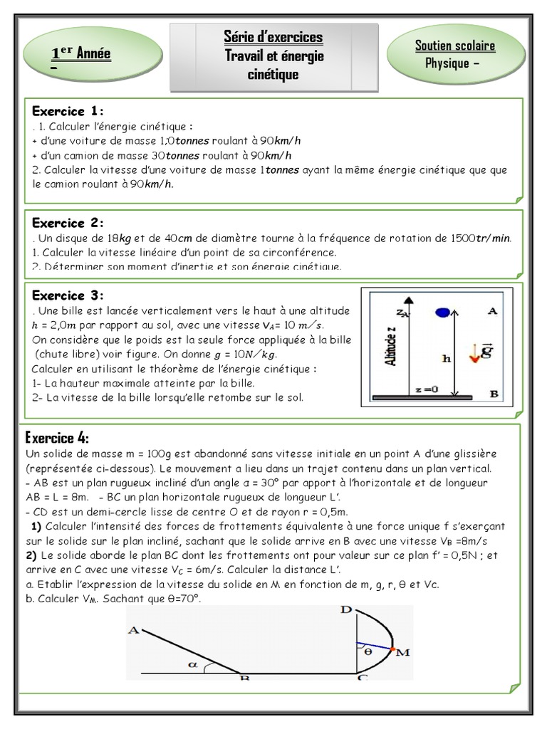 Exercices Corrigés Evaluation Mouvement Et Vitesse 6eme Pdf Série 6 | PDF | Énergie kinétique | Masse