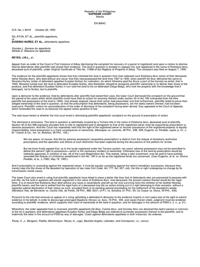 Succession Cases1 PDF Adverse Possession Statute Of Limitations