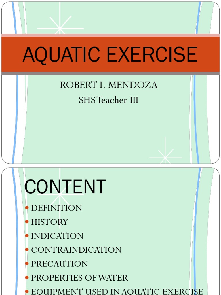 Aquatic Exercise PDF Friction Buoyancy