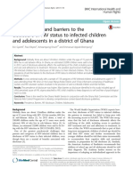 Prevalence of, and barriers to the disclosure of HIV status to infected children and adolescents in a district of Ghana