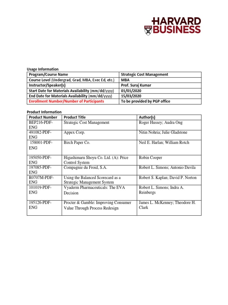 SCM HBS Case Request Form | PDF | Business | Technology & Engineering