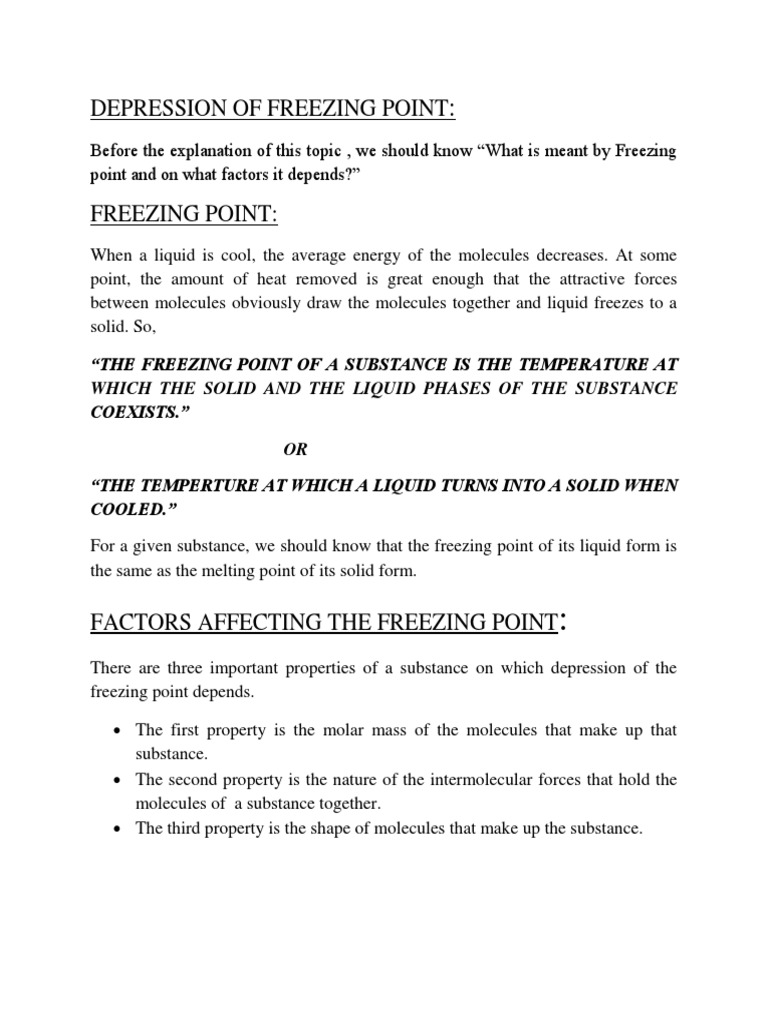 Freezing Point Depression Explained | PDF | Solution | Phases Of Matter