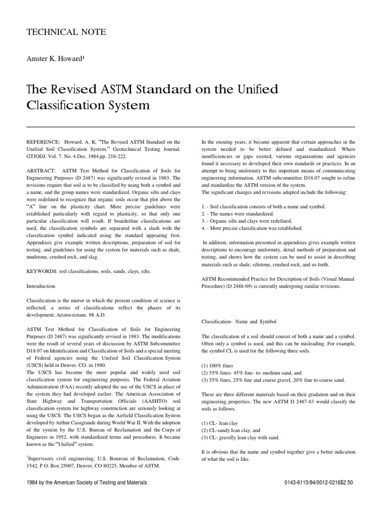 Revised ASTM Soil Classification Standards | PDF | Sand | Silt