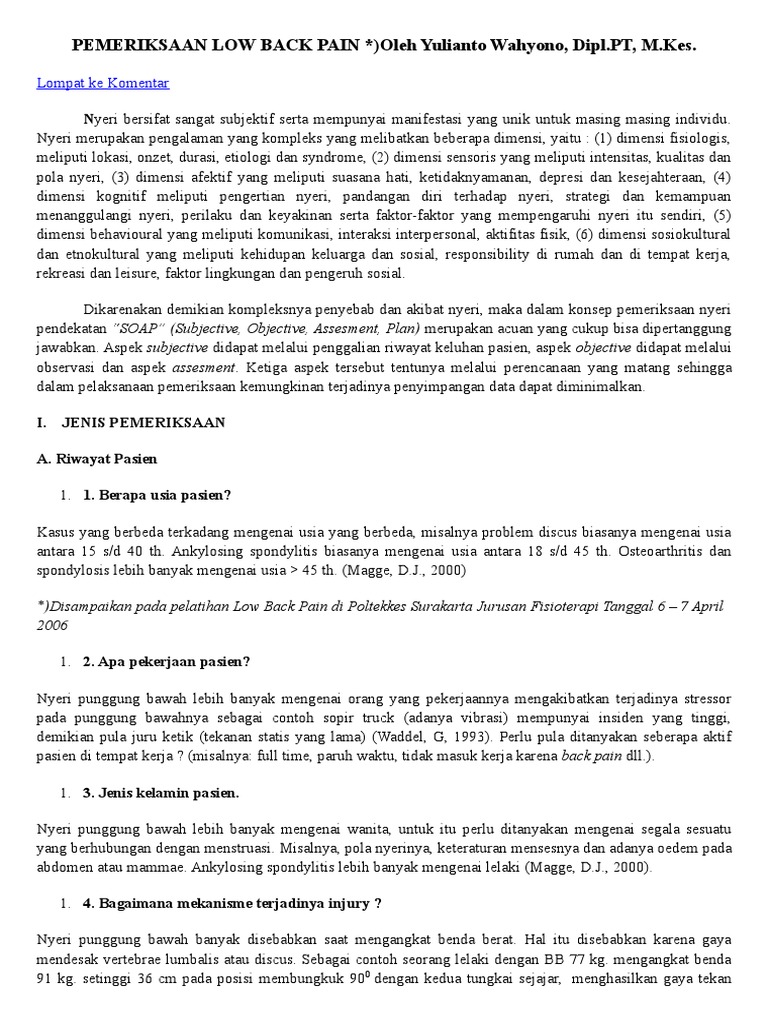 Pemeriksaan Low Back Pain | PDF