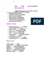 Countable and Uncountable Nouns Some Any No Grammar Drills Grammar Guides Icebreakers Tests - 56143