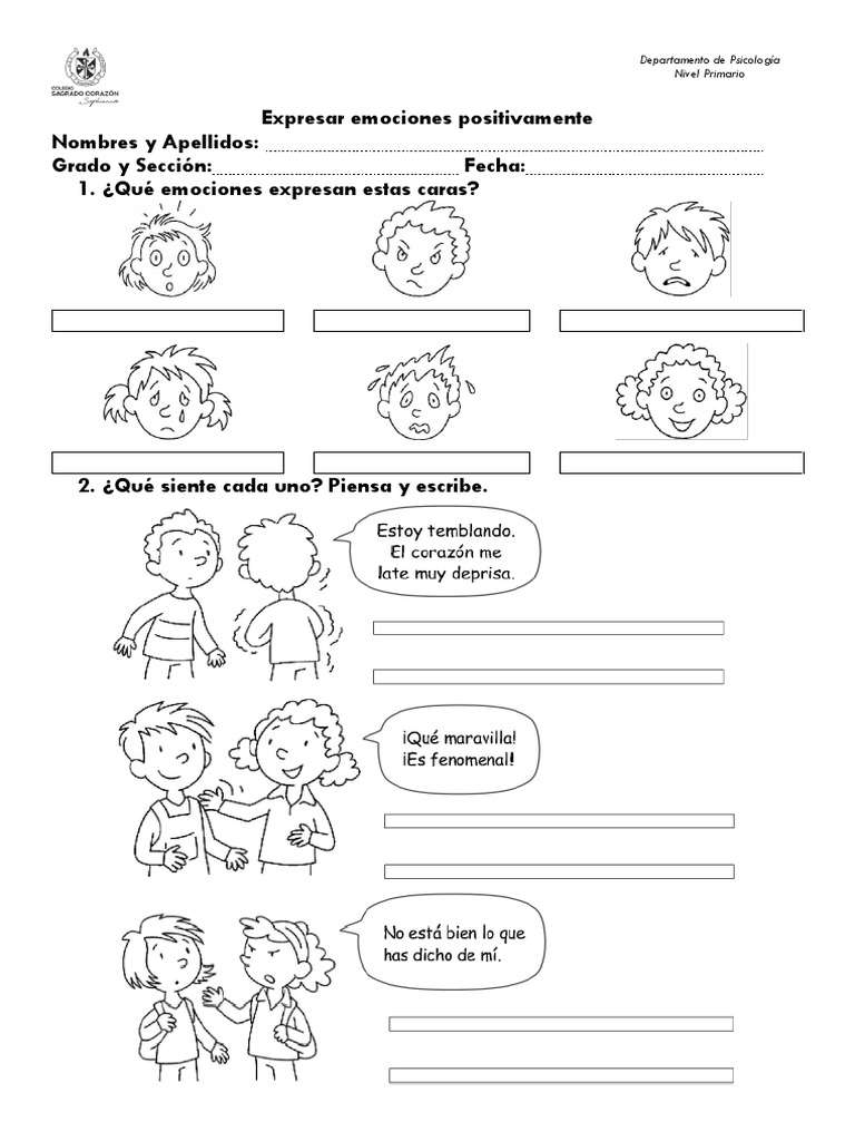 Actividades para Expresar Emociones en Niños | PDF | Relaciones ...
