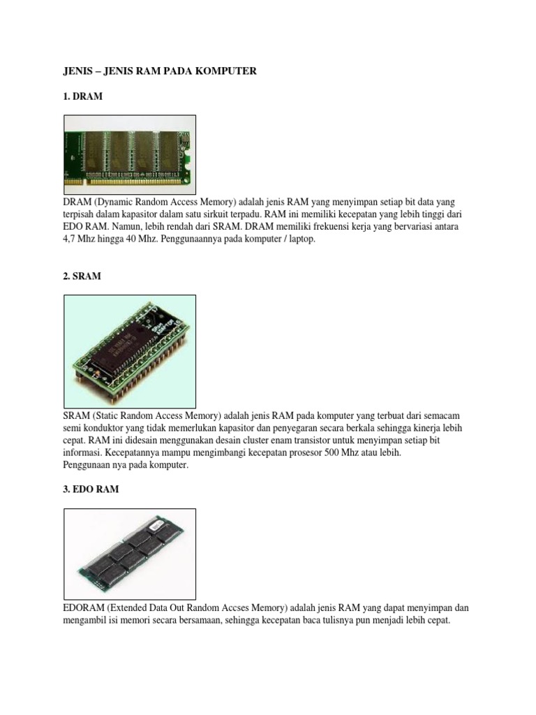Jenis-Jenis RAM pada Komputer | PDF | Komputer | Teknologi & Rekayasa