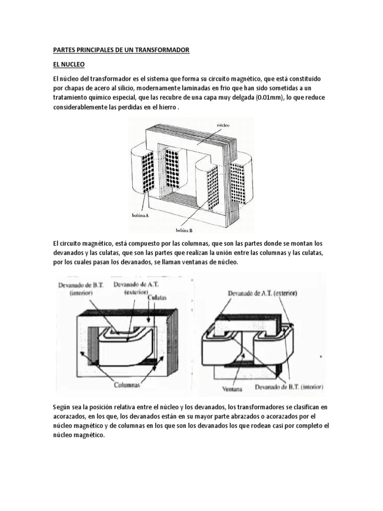 Partes Principales de Un Transformador | PDF | Transformador | Materiales, image size:768x1024