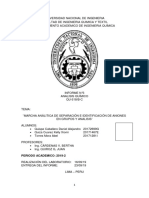 Análisis químico de separación e identificación de aniones