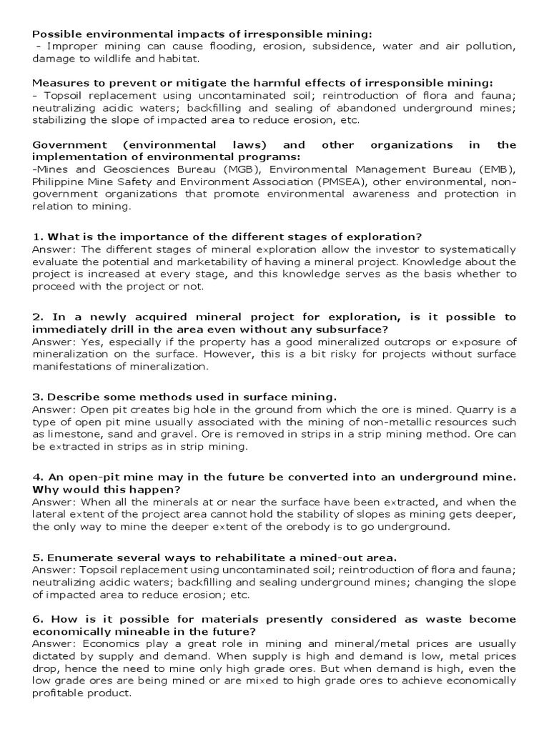 Environmental impacts and mitigation of irresponsible mining | PDF ...