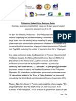 Press Release On Philippines Makes Doing Business Easier