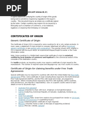Certificate of Origin