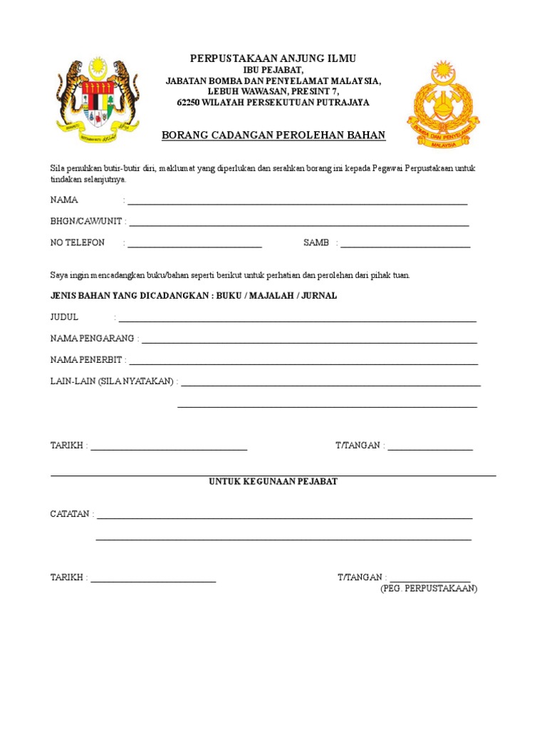 Borang Cadangan Perolehan Baru | PDF