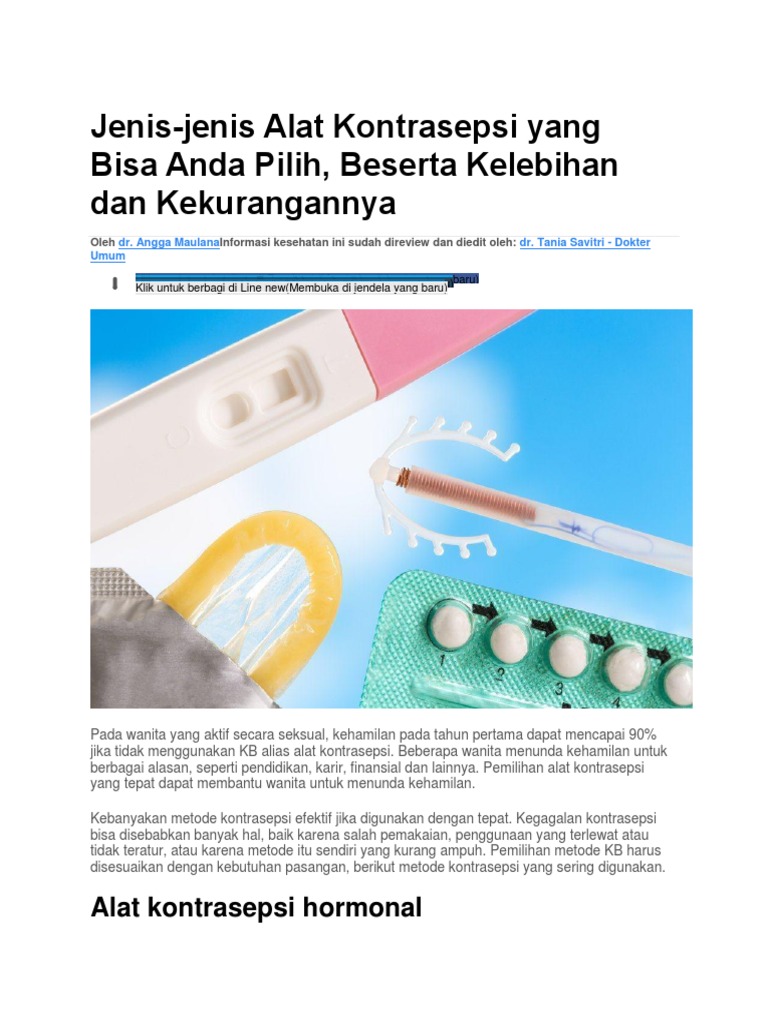 Jenis Alat Kontrasepsi dan Fungsinya | PDF