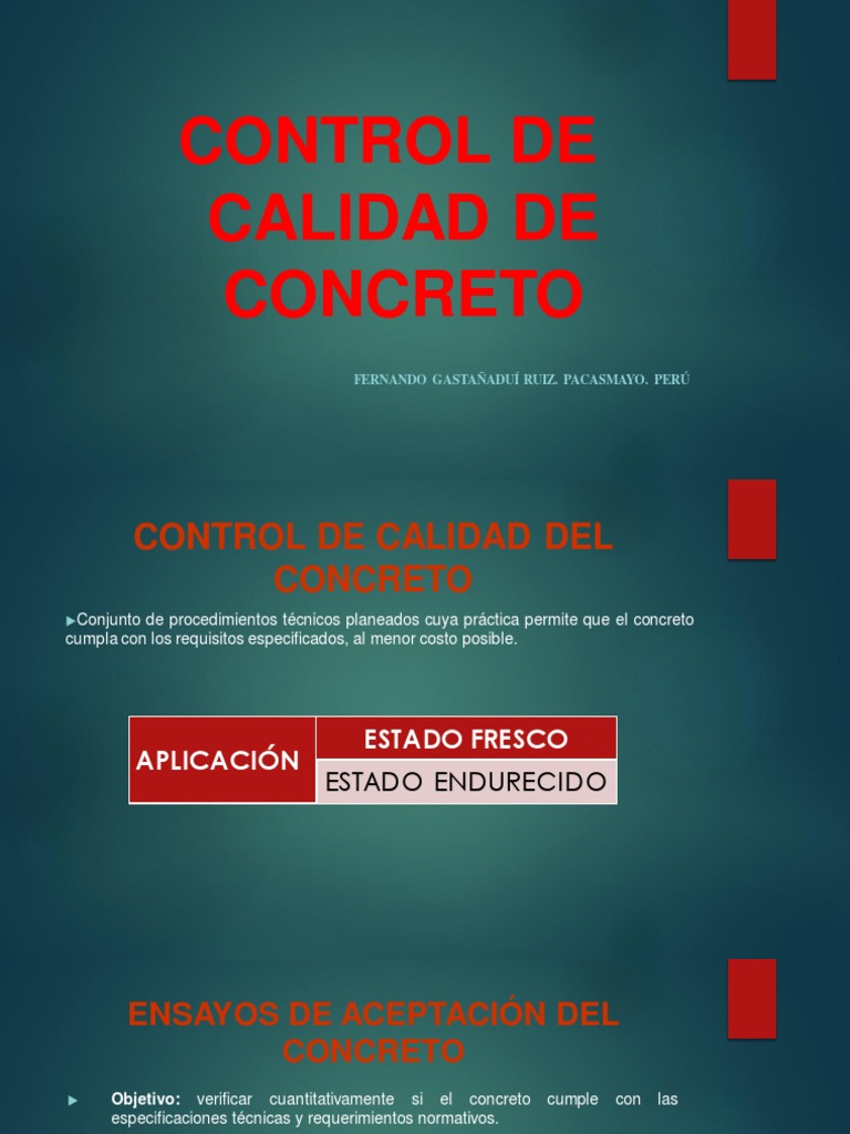 Control de Calidad del Concreto en Obra | PDF | Hormigón | Ingeniería ...