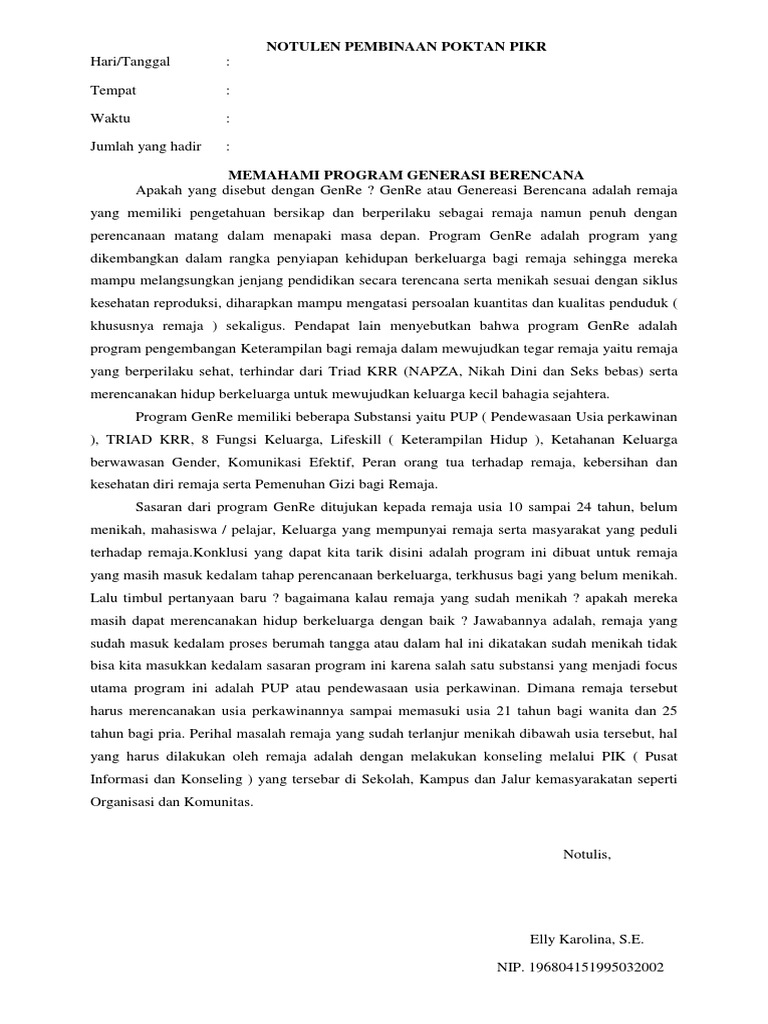 Notulen Pembinaan Pikr | PDF | Ilmu Sosial