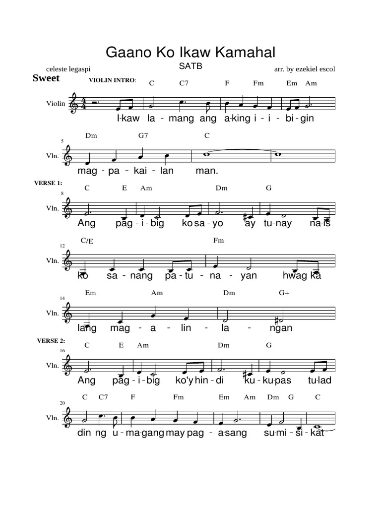 Gaano Kita Ka Mahal Piano Piece With Chords