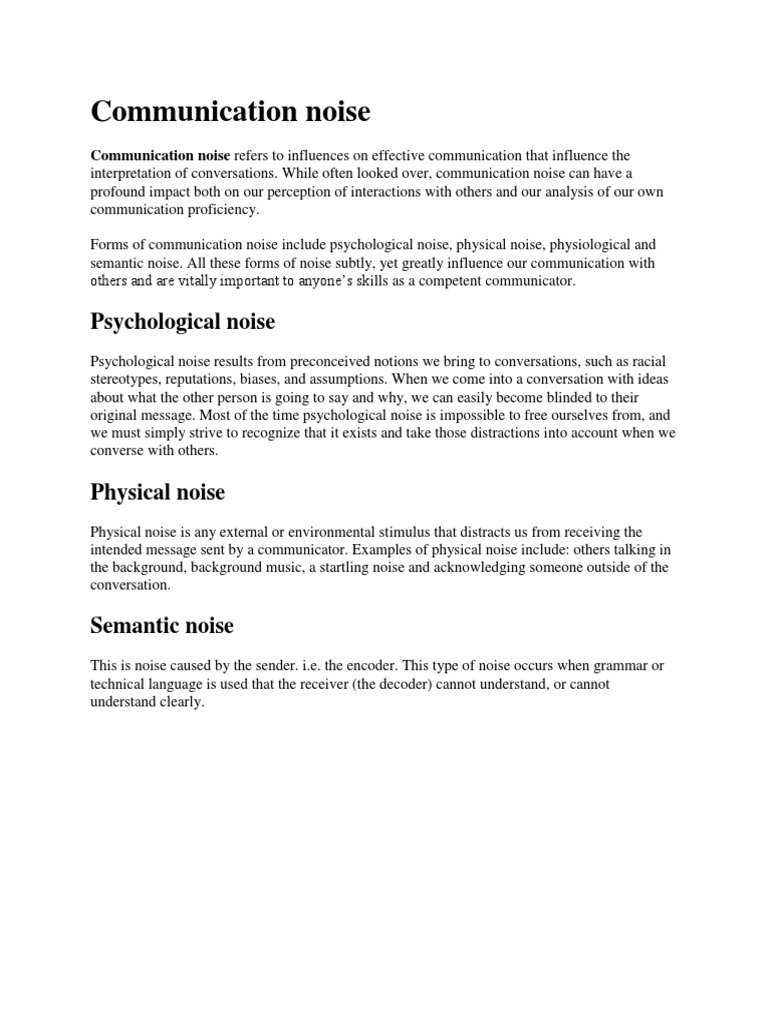 Types of communication noise & their impact PDF