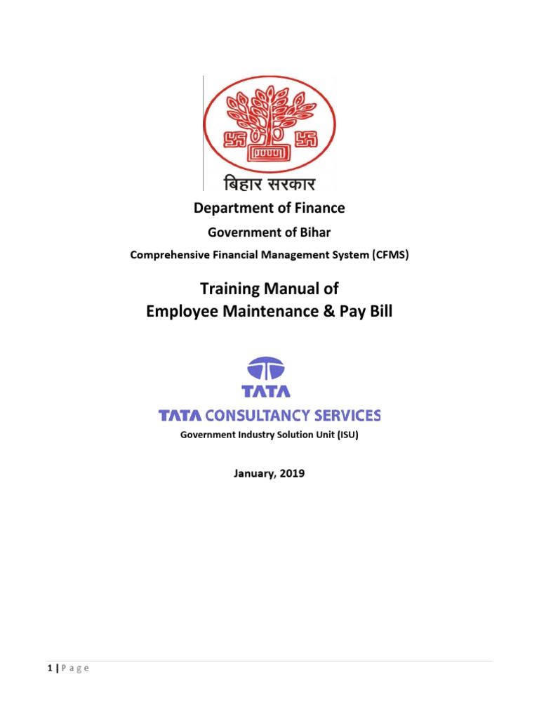 Bihar CFMS Employee and PayBill Training Manual PDF Icon
