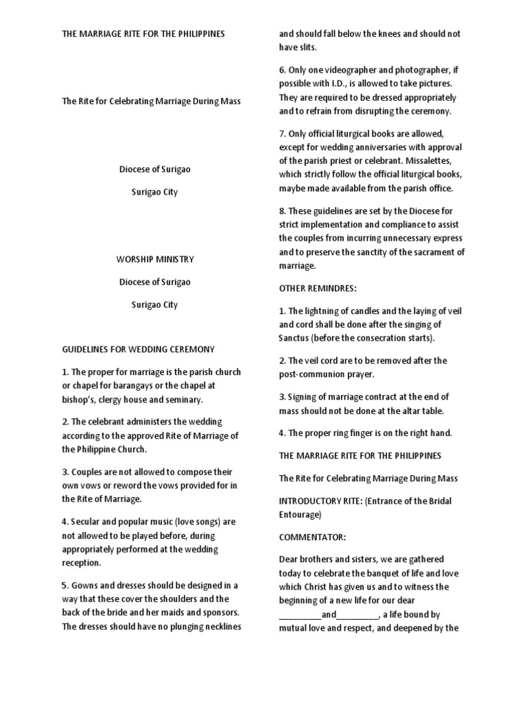 The Marriage Rite For The Philippines | PDF | Mass (Liturgy) | Mercy