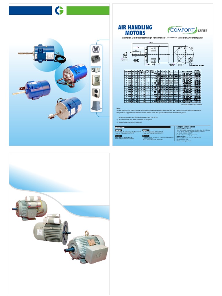 Crompton Greaves FHP Single Phase Motors Catalogue PDF PDF Electric Motor Building Engineering