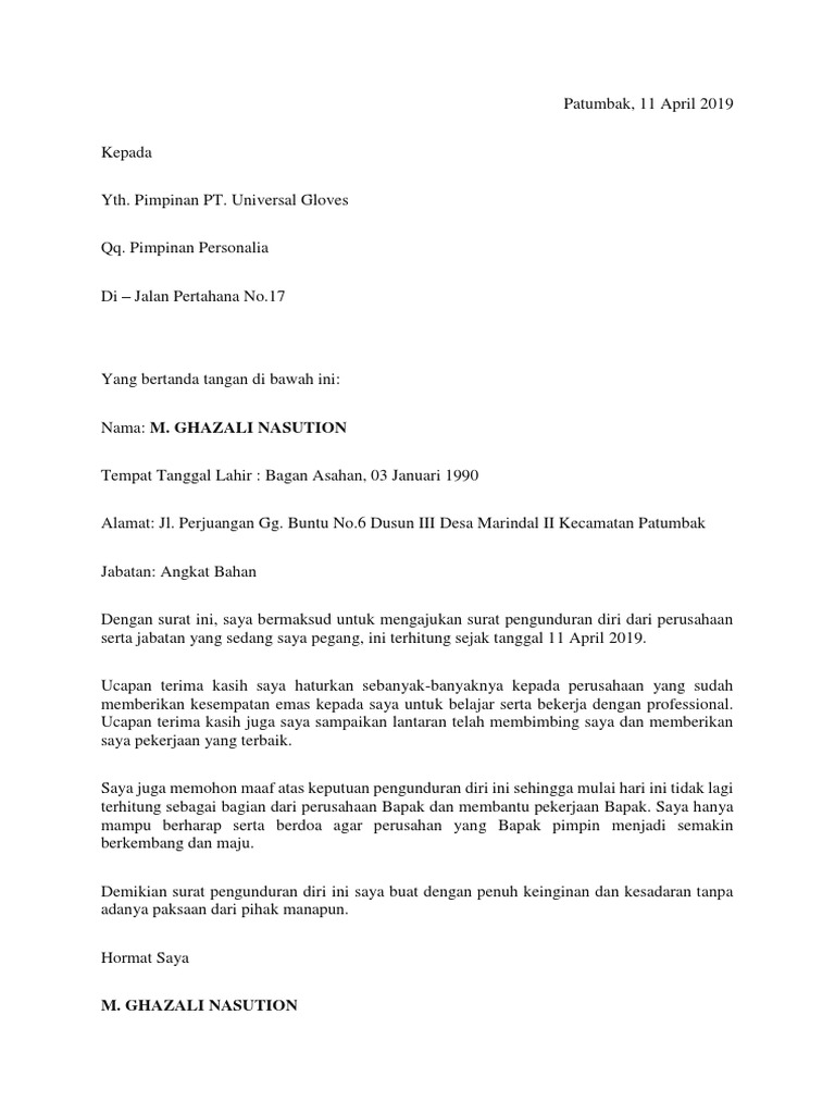 Surat Pengunduran Diri | PDF