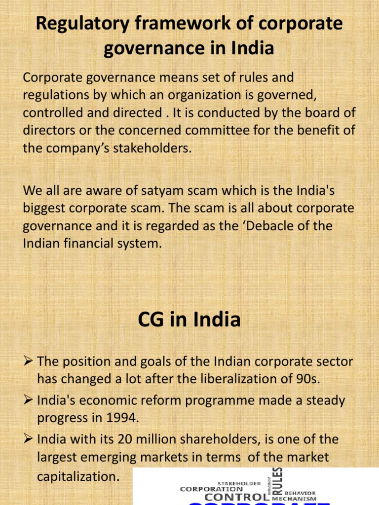 Corporate Governance Framework in India | PDF | Corporate Governance ...