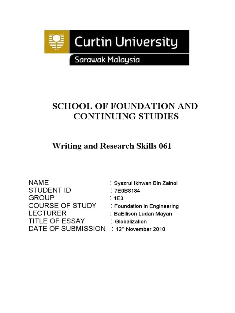 Globalization Cause And Effect Essay  Globalization 