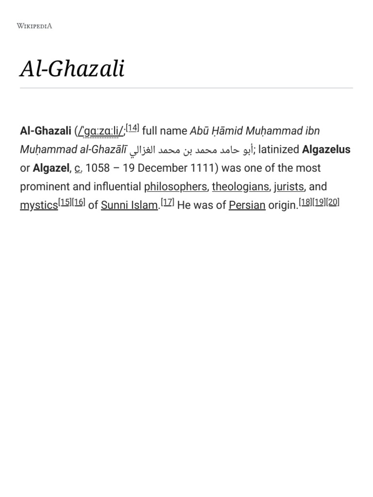 Al Ghazali Wikipedia Pdf Islamic Philosophy Qur An
