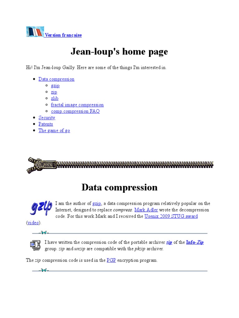 Jean-loup Gailly's data compression work | PDF | Zip (File Format ...