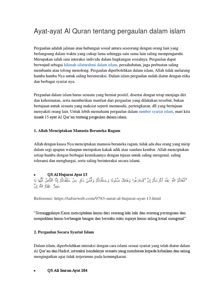 Ayat Ayat Al Quran Tentang Pergaulan Dalam Islam Pdf