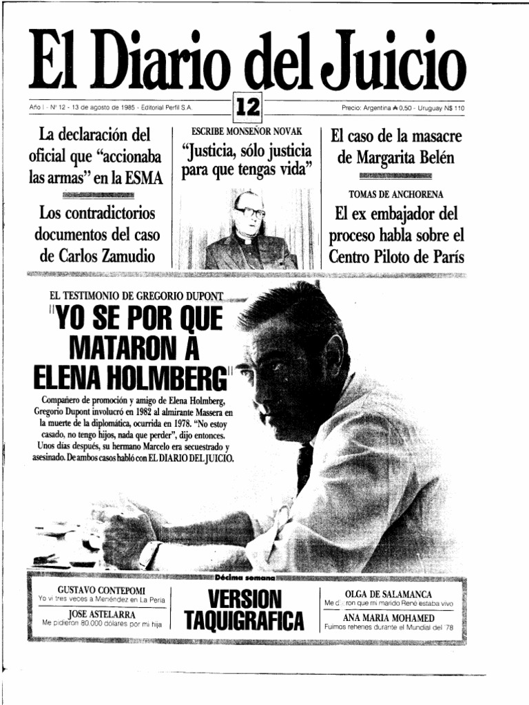 Mei Sawai - El Diario Del Juicio, NÃºmero 12, 13 de Agosto de 1985, 32 Pp. | PDF