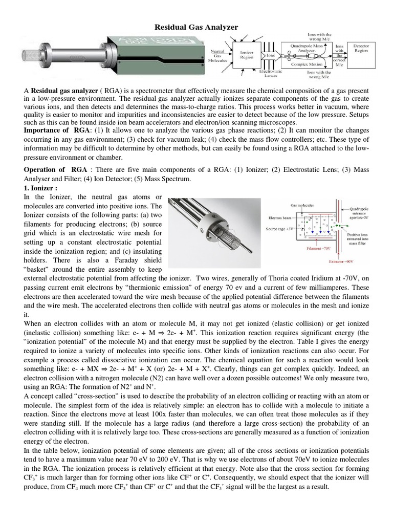 Residual Gas Analyzer Guide | PDF | Ionization | Ion