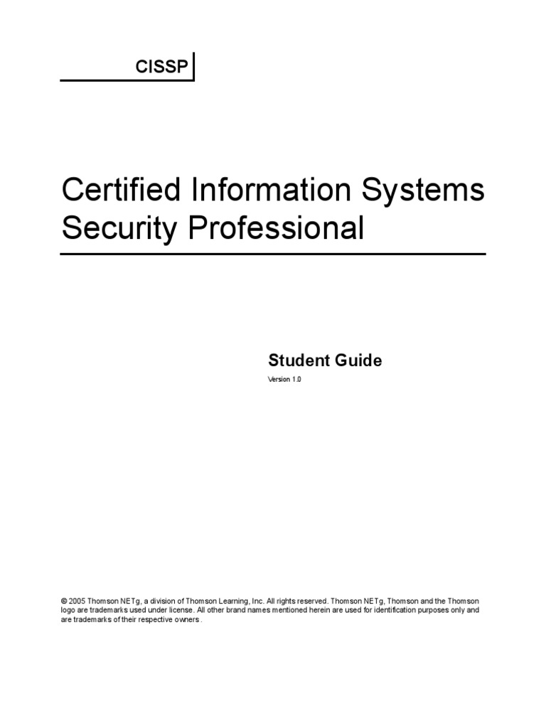 Certified Information Systems Security Professionals Cissp Student