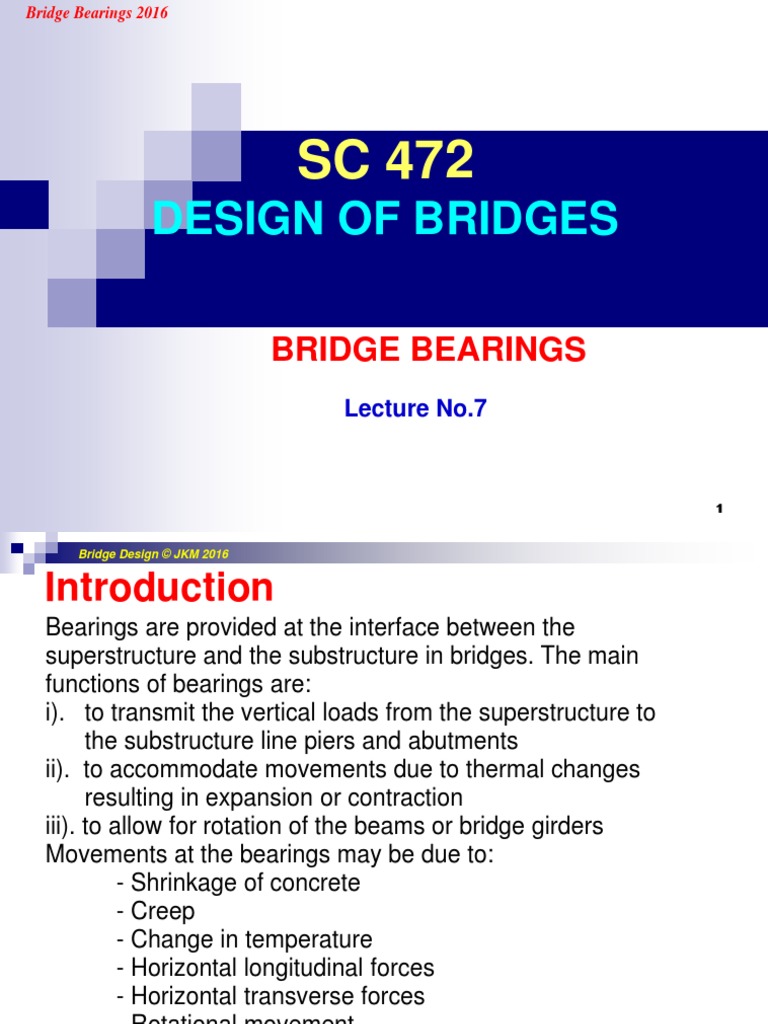 Lecture No 7 Bridge Bearings Pdf Bearing Mechanical Young S