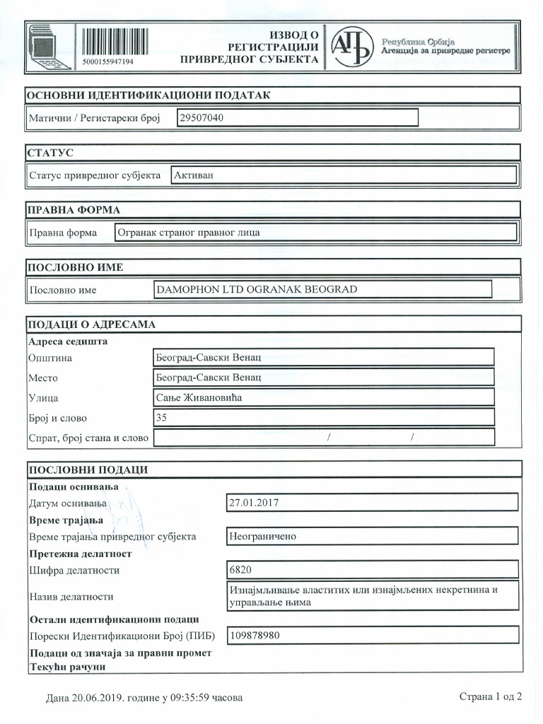 DPH APR Izvod 20.06.2019 PDF | PDF