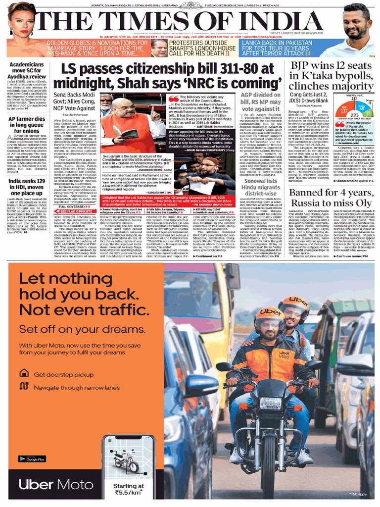 TOI Hyderabad PDF | PDF | News Media | Newspaper Publishing