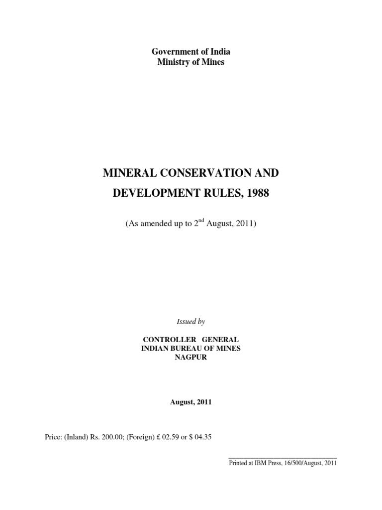 Mineral Conservation and Development Rules, 1988 PDF | PDF | Mining ...