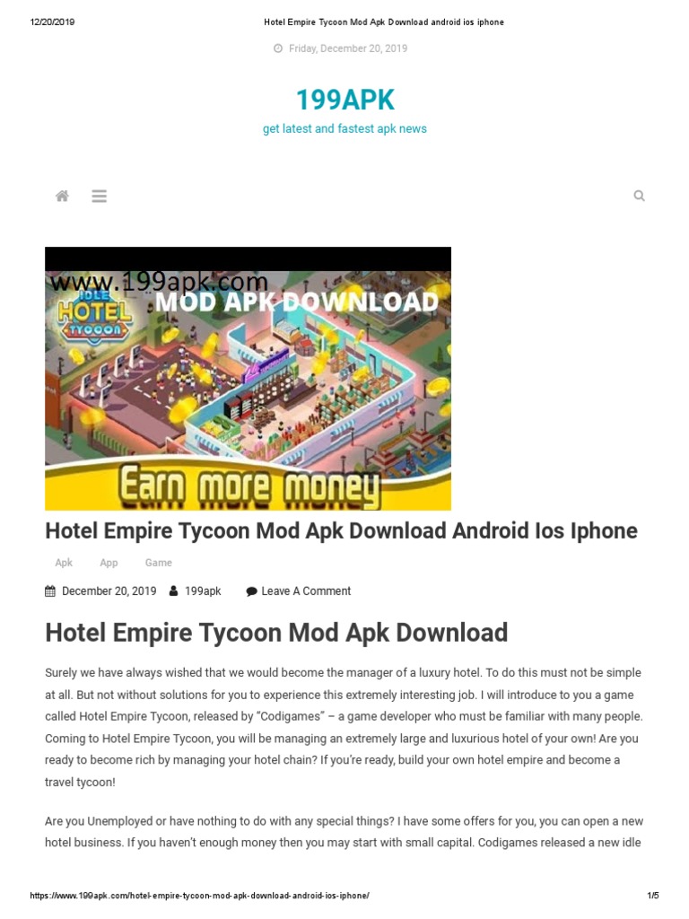 Hotel Empire Tycoon Mod Apk Download Android Ios Iphone Ios Android Operating System