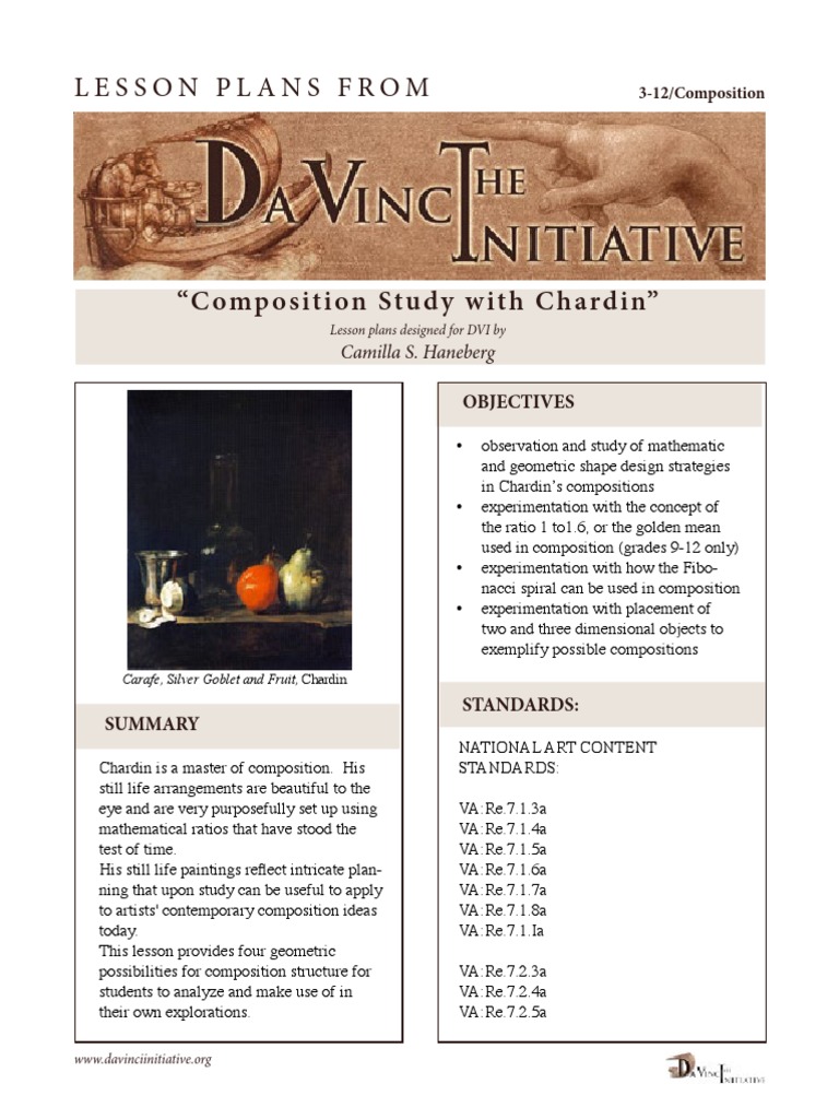 Chardin Composition Lesson Plans | PDF | Still Life | Visual Arts