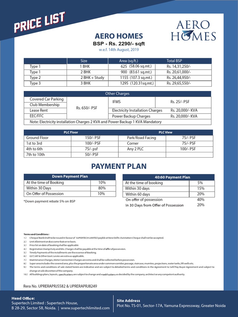 AERO Homes Price List PDF PDF Value Added Tax Government Finances