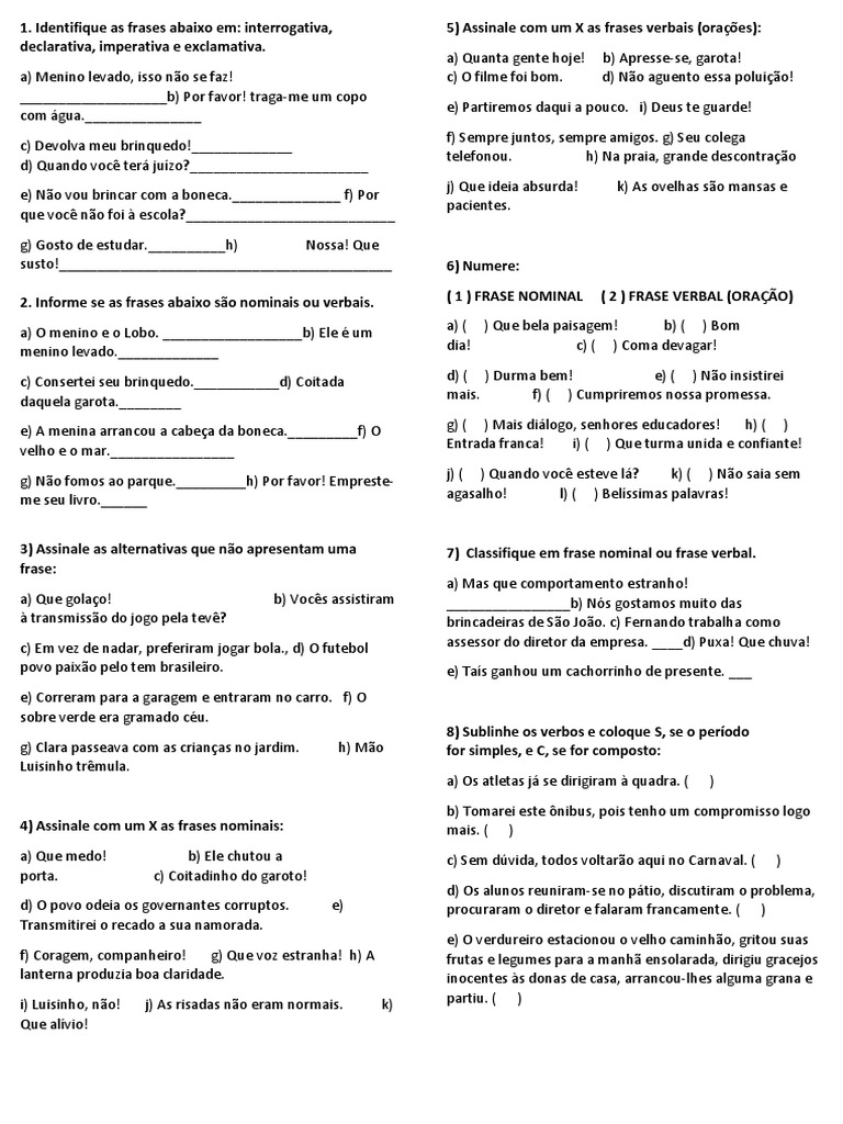 Atividade para o 8 Ano | PDF