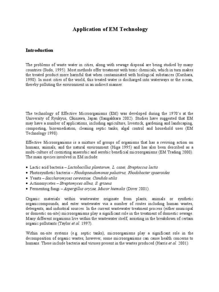 Effective Microorganisms in Wastewater Treatment | PDF | Sewage ...