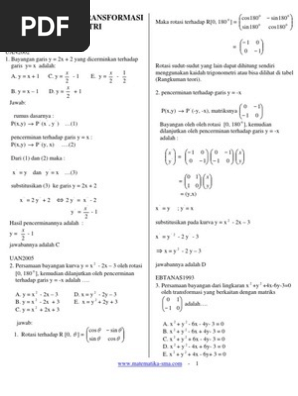 21 Soal Soal Transformasi Geometri