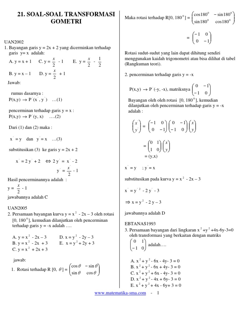  Contoh Soal Refleksi  Matematika Kelas 11 Contoh  Soal  Terbaru