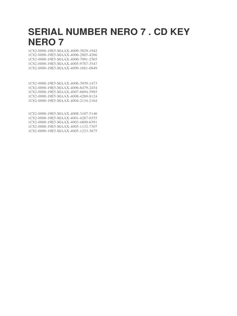 Serial Number Nero 7 | Pdf