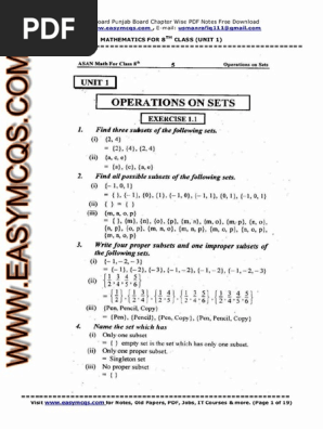 8th Math Solved Exercises Unit 1 Notes