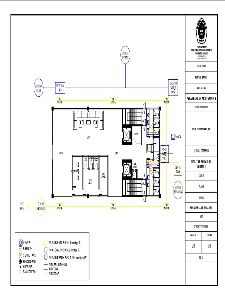 Contoh Denah Plumbing | PDF | Hydraulic Engineering - Denah Utilitas Air Bersih Dan Kotor