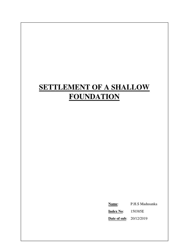Settlement Analysis of Shallow Foundation | PDF | Geotechnical ...