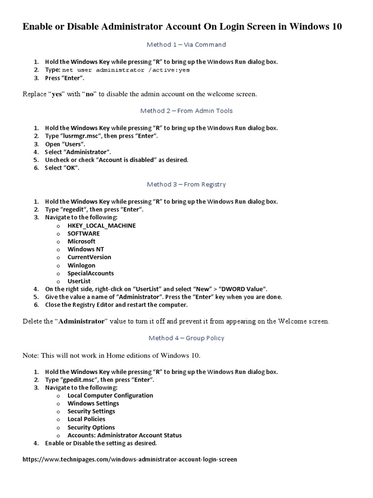 Enable or Disable Administrator Account On Login Screen in Windows 10 ...